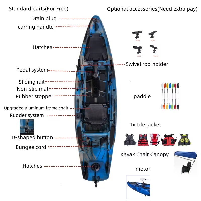 Fishing Kayak Pedal Drive - Kayak de pesca estable de 12